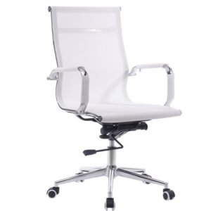 Sillón de oficina IGOR, giratorio, gas, basculante profundo, malla blanca
