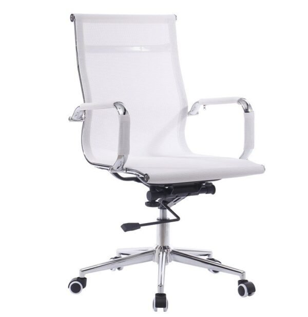 Sillón de oficina IGOR, giratorio, gas, basculante profundo, malla blanca