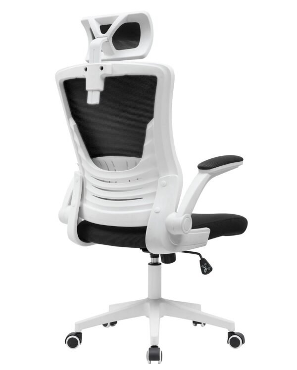 Sillón de oficina LAURO, alto, blanco, malla y asiento negro - Imagen 5