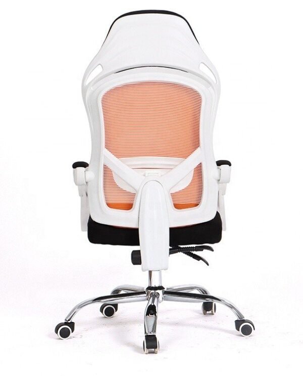 Sillón de oficina LINZ, blanco, alto, gas, sincro, malla naranja, tejido negro - Imagen 4
