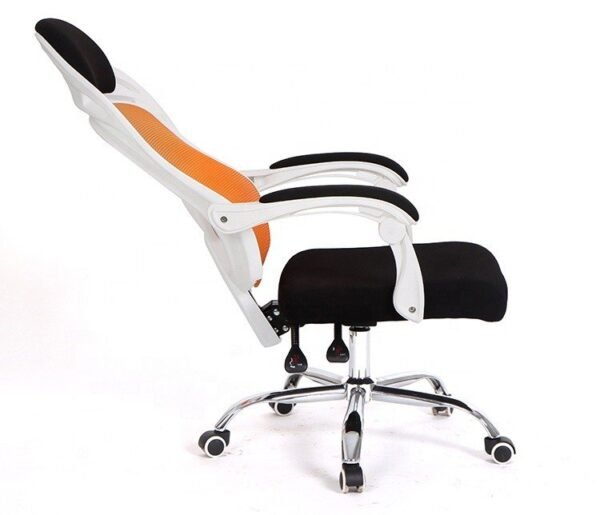 Sillón de oficina LINZ, blanco, alto, gas, sincro, malla naranja, tejido negro - Imagen 5