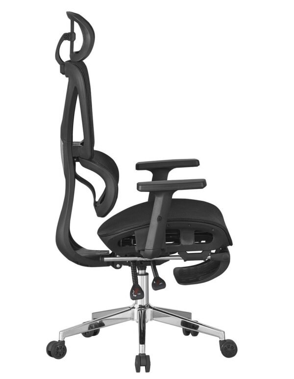 Sillón de oficina LORRIS, alto, ergonómico, malla y asiento negro - Imagen 4