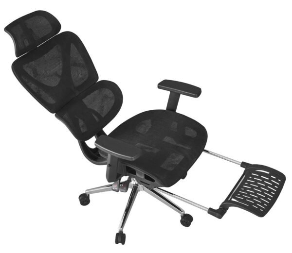 Sillón de oficina LORRIS, alto, ergonómico, malla y asiento negro - Imagen 5