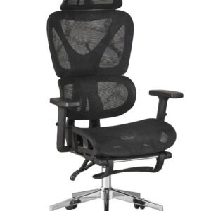 Sillón de oficina LORRIS, alto, ergonómico, malla y asiento negro