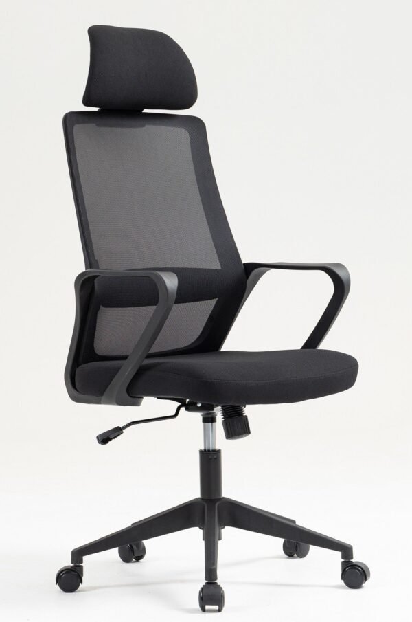 Sillón de oficina MARIO, alto, negro, malla y asiento negro