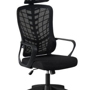 Sillón de oficina MELLAC, alto, negro, malla y asiento negro