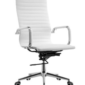 Sillón de oficina OLIVER, alto, gas, basculante profundo, similpiel blanca