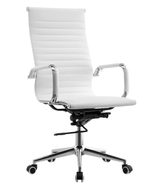 Sillón de oficina OLIVER, alto, gas, basculante profundo, similpiel blanca