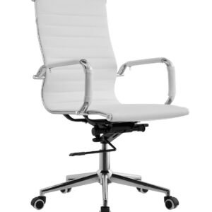 Sillón de oficina OLIVER, giratorio, gas, basculante profundo, similpiel blanca