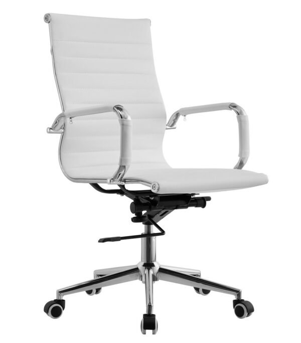 Sillón de oficina OLIVER, giratorio, gas, basculante profundo, similpiel blanca