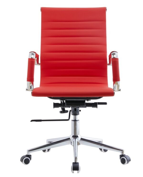 Sillón de oficina OLIVER, giratorio, gas, basculante profundo, similpiel roja - Imagen 3