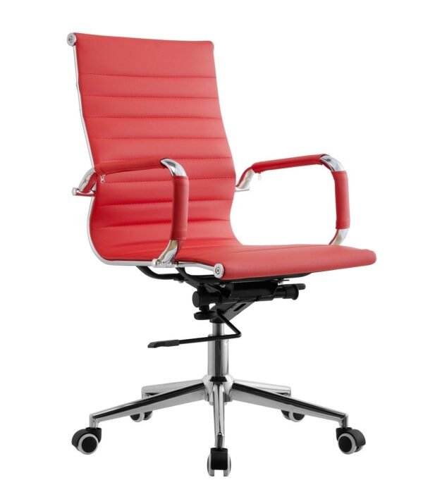 Sillón de oficina OLIVER, giratorio, gas, basculante profundo, similpiel roja