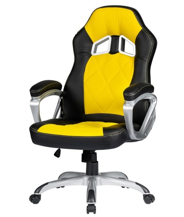 Sillón de oficina PORTIMAO, racing, similpiel amarilla y negra - Imagen 4