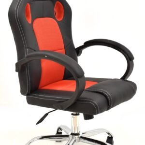 Sillón de oficina SEPANG, racing, similpiel negra, tejido mesh rojo