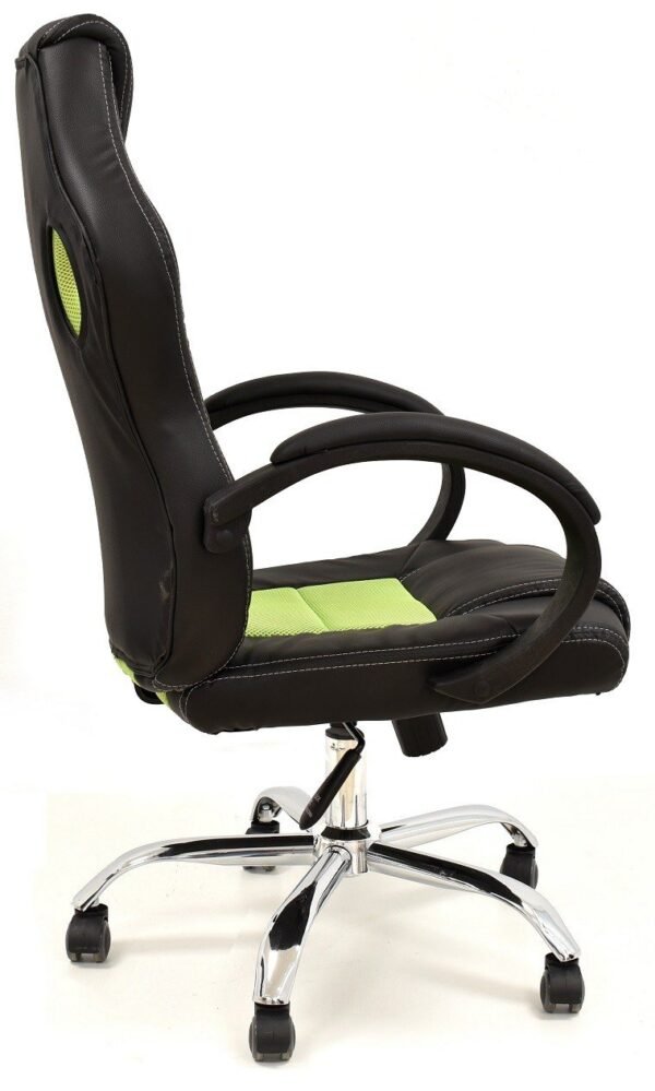 Sillón de oficina SEPANG, racing, similpiel negra, tejido mesh verde pistacho - Imagen 3