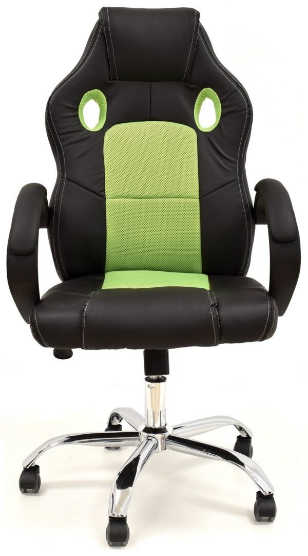 Sillón de oficina SEPANG, racing, similpiel negra, tejido mesh verde pistacho - Imagen 4
