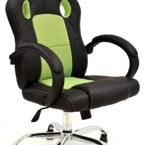 Sillón de oficina SEPANG, racing, similpiel negra, tejido mesh verde pistacho