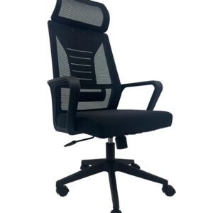 Sillón de oficina UTRECH, alto, negro, malla y tejido negro