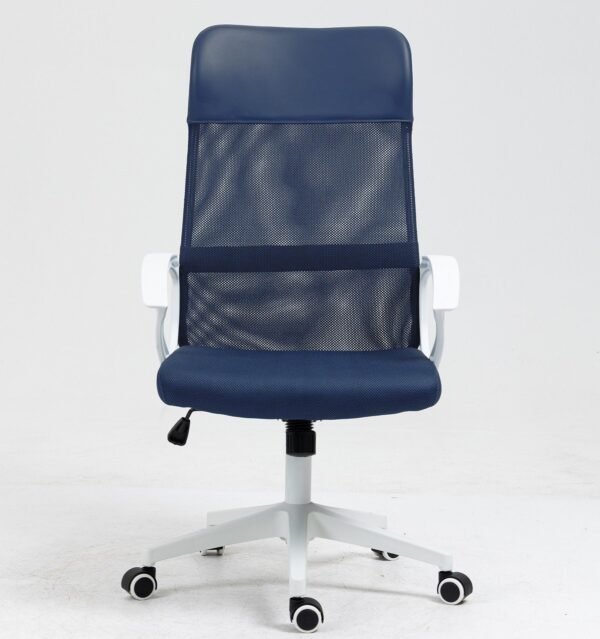 Sillón de oficina VERTON, blanco, malla y asiento azul oscuro - Imagen 3