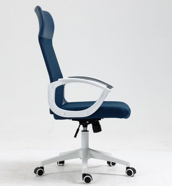 Sillón de oficina VERTON, blanco, malla y asiento azul oscuro - Imagen 4