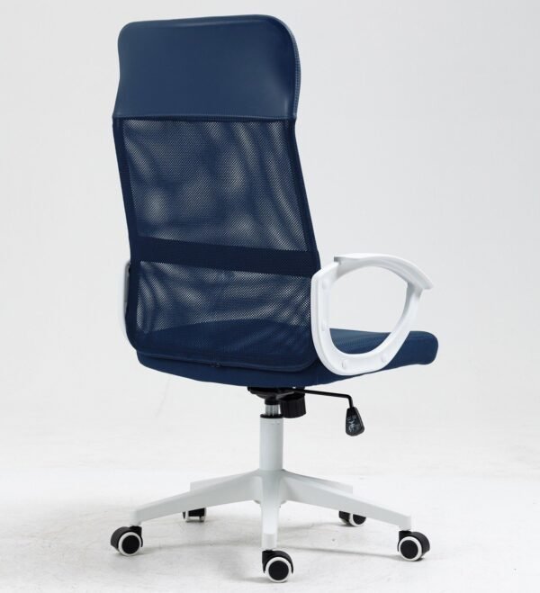 Sillón de oficina VERTON, blanco, malla y asiento azul oscuro - Imagen 5