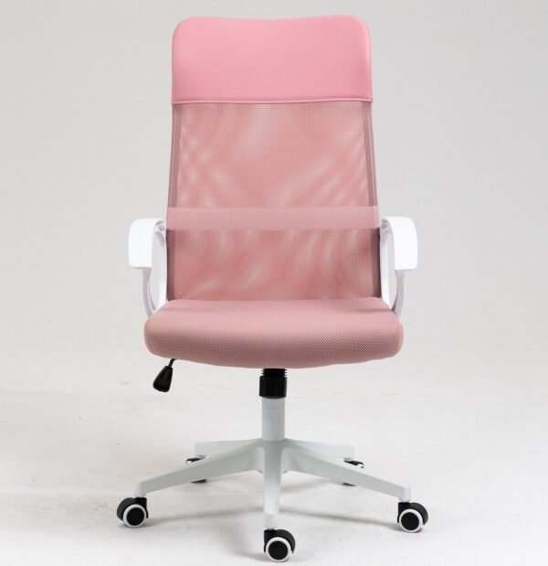 Sillón de oficina VERTON, blanco, malla y asiento rosa - Imagen 2