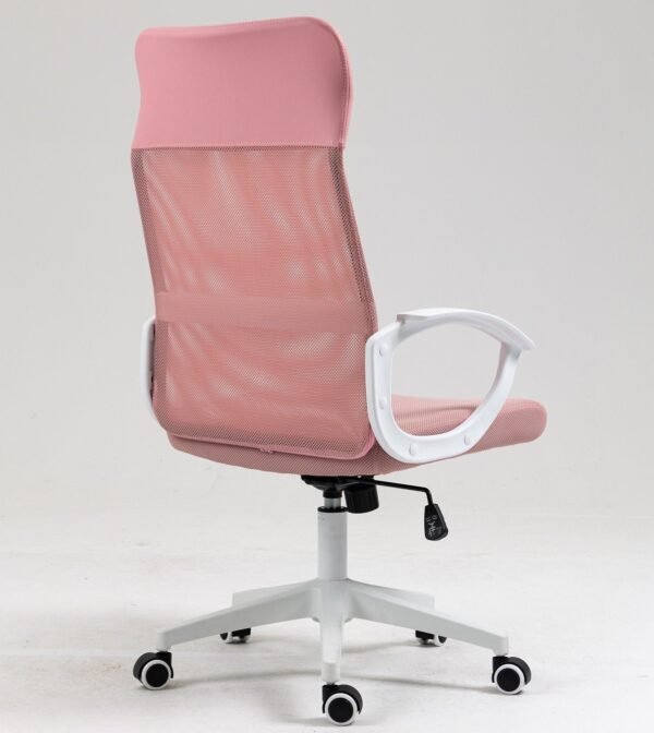 Sillón de oficina VERTON, blanco, malla y asiento rosa - Imagen 5
