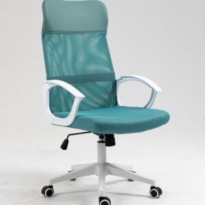 Sillón de oficina VERTON, blanco, malla y asiento verde