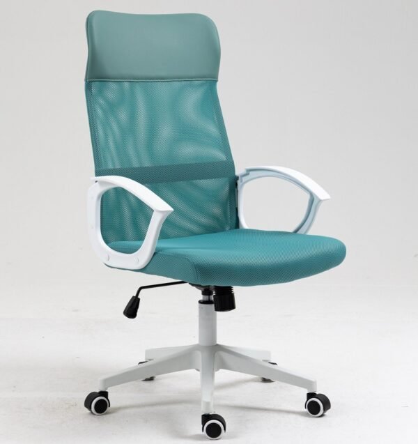 Sillón de oficina VERTON, blanco, malla y asiento verde
