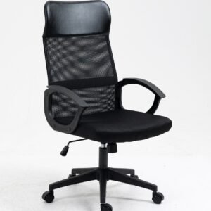 Sillón de oficina VERTON, negro, malla negra, asiento negro