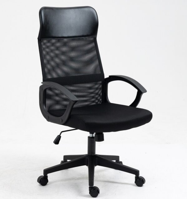 Sillón de oficina VERTON, negro, malla negra, asiento negro