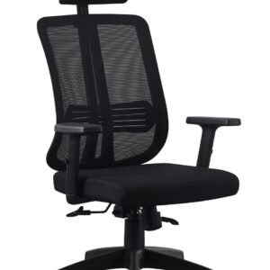 Sillón de oficina VITRÉ, alto, negro, malla y asiento negro
