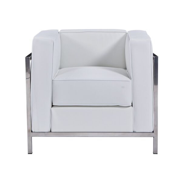 Sillón LOBBY, acero inoxidable, similpiel blanca - Imagen 3