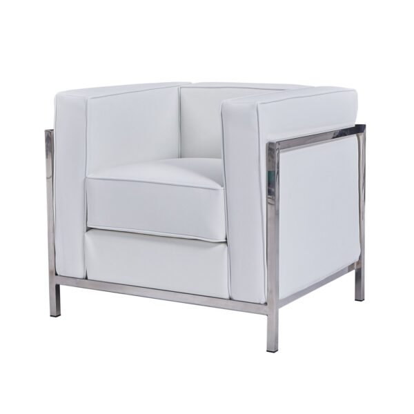 Sillón LOBBY, acero inoxidable, similpiel blanca - Imagen 7
