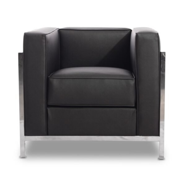 Sillón LOBBY, acero inoxidable, similpiel negra - Imagen 3