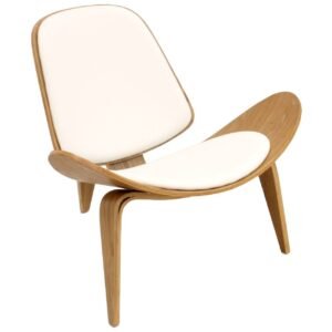 Sillón NORDIC (R), fresno, similpiel blanca
