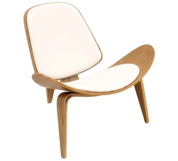 Sillón NORDIC (R), fresno, similpiel blanca