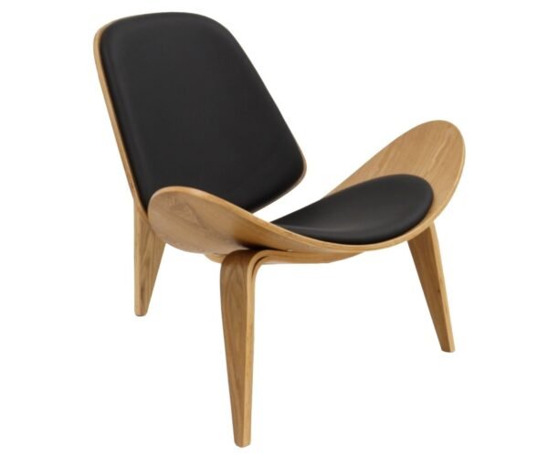 Sillón NORDIC (R), fresno, similpiel negra