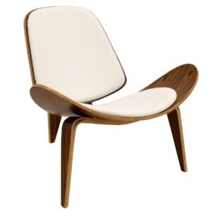 Sillón NORDIC (R), palo rosa, similpiel blanca