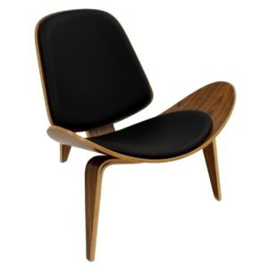 Sillón NORDIC (R), palo rosa, similpiel negra