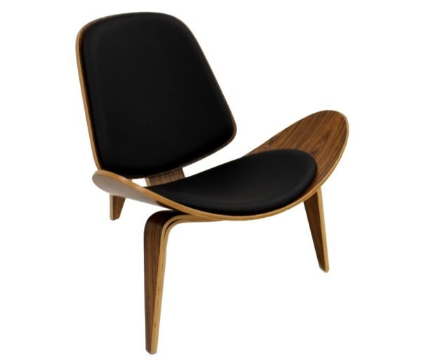 Sillón NORDIC (R), palo rosa, similpiel negra