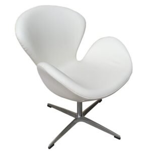 Sillón SW, tapizado en similpiel blanca
