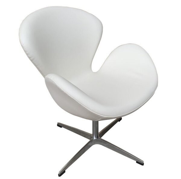 Sillón SW, tapizado en similpiel blanca