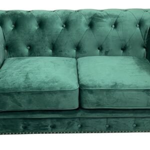 Sofá CHESTER PREMIUM, 2 plazas, tapizado velvet esmeralda