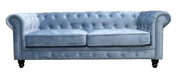Sofá CHESTER PREMIUM, 3 plazas, tapizado velvet dusky azul