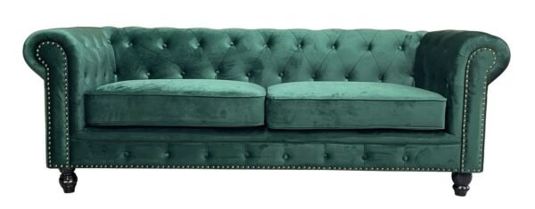 Sofá CHESTER PREMIUM, 3 plazas, tapizado velvet esmeralda