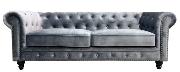 Sofá CHESTER PREMIUM, 3 plazas, tapizado velvet gris