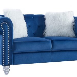 Sofá CHESTER STYLE, 2 plazas, tapizado velvet azul 67
