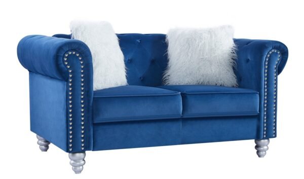 Sofá CHESTER STYLE, 2 plazas, tapizado velvet azul 67