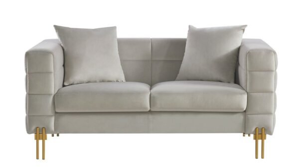 Sofá LARIOS, 2 plazas, tejido velvet gris claro 25 - Imagen 3